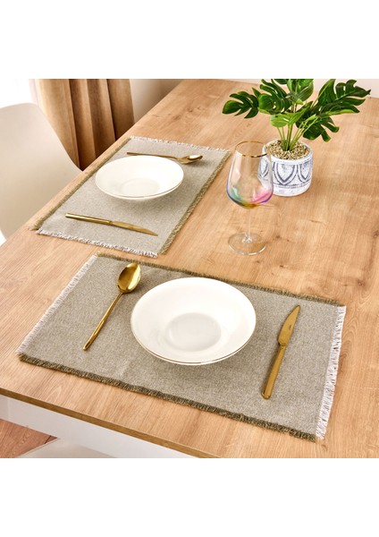 Soft Plaid 2'li Amerikan Servis - Yeşil - 30X50 cm