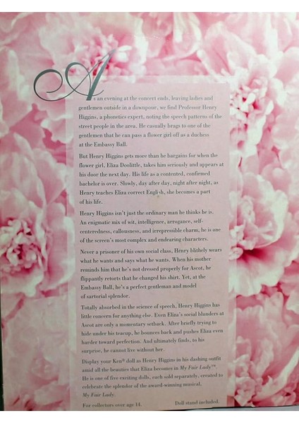 My Fair Lady™ Ken Profesör Henry Higgins Rolünde 15499 1996 indirimleri