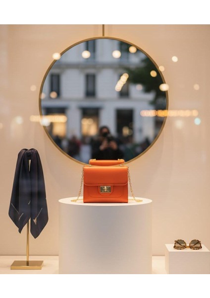 Kadın Zincirli Turuncu Kol Çantası fiyatları