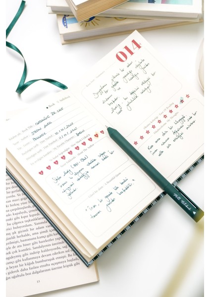 Kitap Okuma Günlüğü Reading Journal Yeşil modelleri