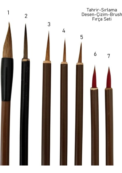 Çini Tahrir, Seramik Sırlama Fırça Seti, Seramik Boyama, Çini, Vazo, Resim, Brush-7 Adet