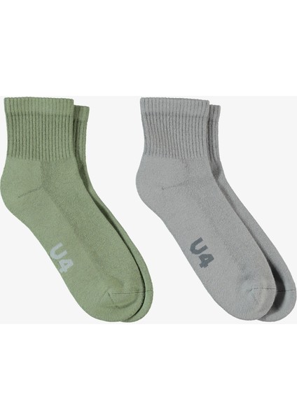 4 Street Essentials Mid-Crew Erkek Gri/haki 2'li Çorap