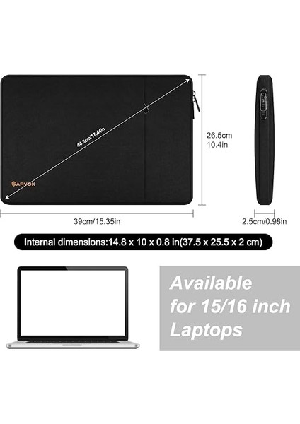 Dizüstü Bilgisayar Kılıfı 15 15.6 16 Inç MacBook Air 15/16"/macbook Pro 16", Suya Dayanıklı Koruyucu Taşınabilir Dizüstü Bilgisayar Kılıfı Çanta Hp/dell/asus/acer/huawei Için, Siyah fiyatları