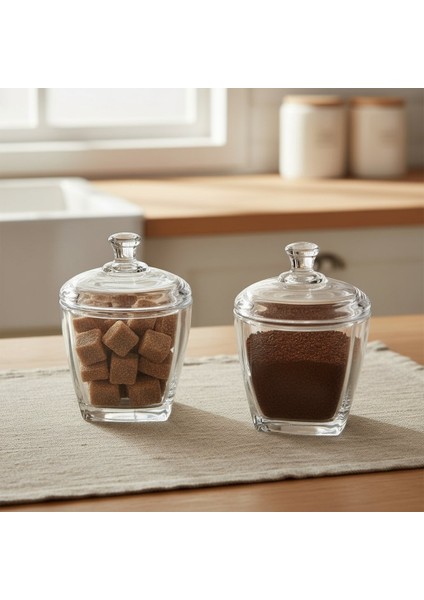 Sina 2’li Kapaklı Cam Şekerlik Seti 2 x 275 Ml.