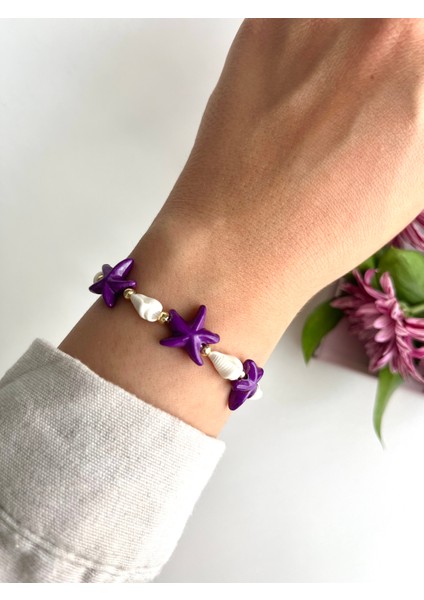 Deniz Yıldızlı Deniz Kabuklu Makrome Bileklik modelleri