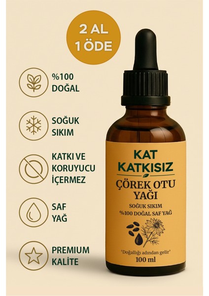 Çörek Otu Yağı 100ML Soğuk Sıkım, %100 Saf ve Katkısız