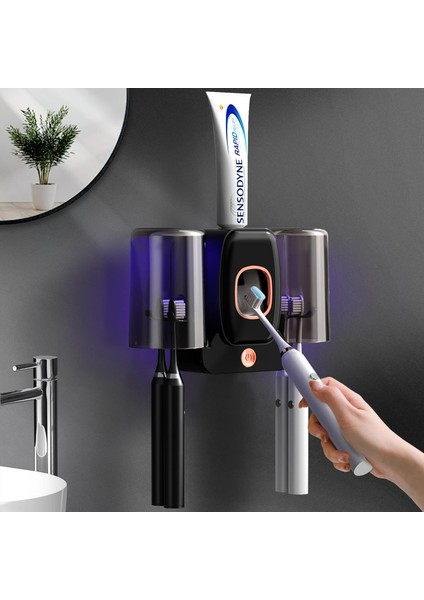 Banyolar Için Tutucuları, Otomatik Diş Macunu Dispenseri ve Tutucu, 4 Diş Fırçası Yuvası ile Duvara Monte Elektrikli Diş Fırçası Tutucu Tuvalet, Banyo, Duş Için 2 Barda (Yurt Dışından)