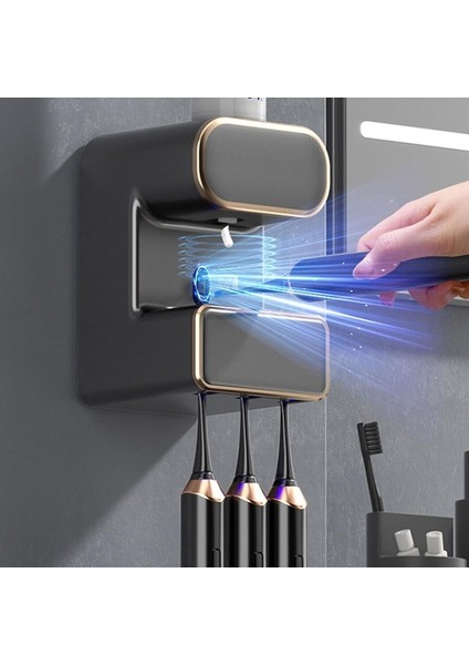 Otomatik Dispenseri, Diş Macunu Sıkacağı Elektrikli Otomatik Sensör Duvara Monte Banyo Diş Macunu Dispenseri, 3 Diş Macunu Yuvası Ile, Çocuklar ve Yetişkinler Için Siyah (Yurt Dışından)