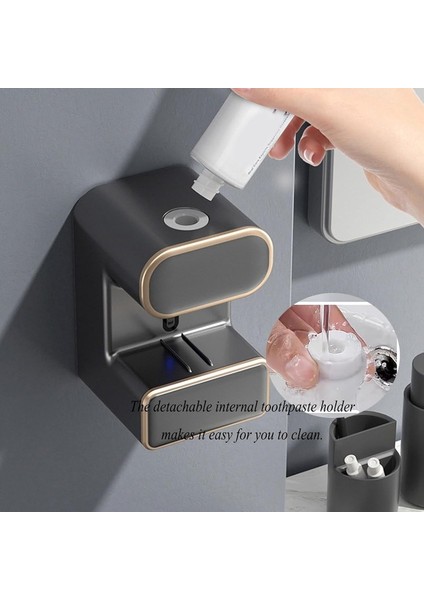 Otomatik Dispenseri, Diş Macunu Sıkacağı Elektrikli Otomatik Sensör Duvara Monte Banyo Diş Macunu Dispenseri, 3 Diş Macunu Yuvası Ile, Çocuklar ve Yetişkinler Için Siyah (Yurt Dışından) modelleri