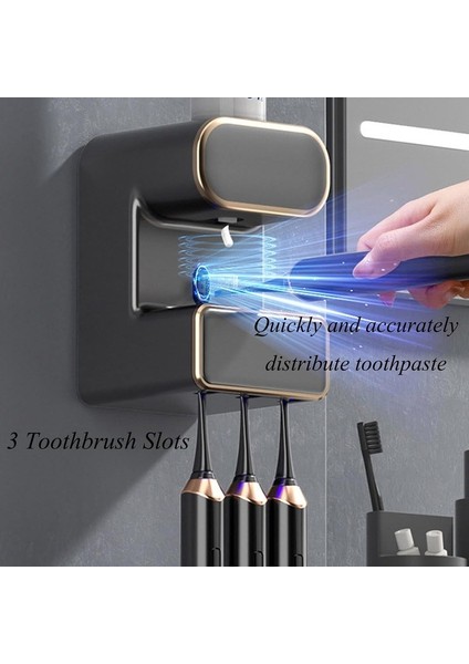 Otomatik Dispenseri, Diş Macunu Sıkacağı Elektrikli Otomatik Sensör Duvara Monte Banyo Diş Macunu Dispenseri, 3 Diş Macunu Yuvası Ile, Çocuklar ve Yetişkinler Için Siyah (Yurt Dışından) fırsatları