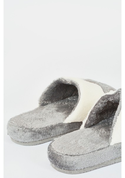 Gri -Beyaz Ay Yıldız Ev Terliği modelleri