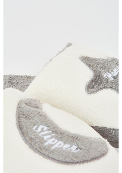 Gri -Beyaz Ay Yıldız Ev Terliği fiyatları