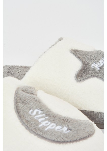 Gri -Beyaz Ay Yıldız Ev Terliği fırsatları