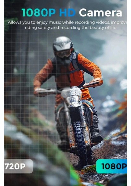 BT68 1080P Geniş Açılı Kameralı Motosiklet Kask Kulaklığı 3000MAH Bataryalı Bluetooth fırsatları