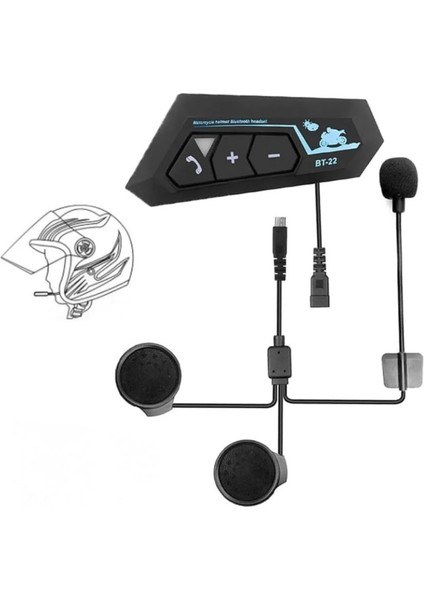 Bt-22 Motosiklet Kask Bluetooth Kulaklık & Intercom Seti | Kablosuz Müzik Su Geçirmez modelleri