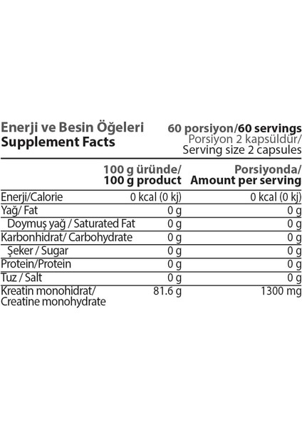 Hardline Creapure 120 Kapsül (120) modelleri