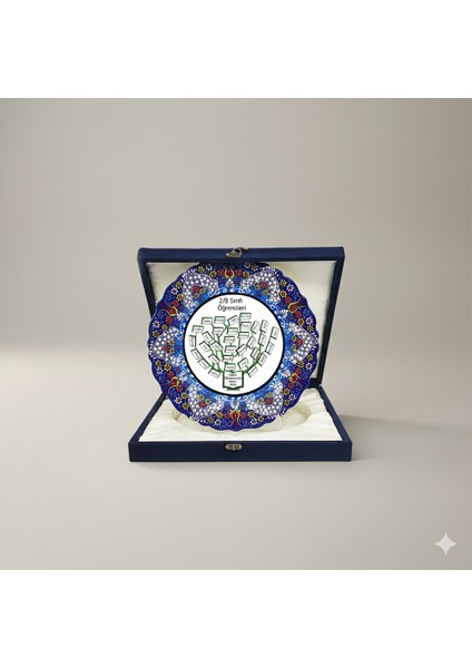 Öğretmenlere Lüks Hediye: El Yapımı Kütahya Çinisi Kaligrafi Tabak (Kadife Kutu Içinde) modelleri