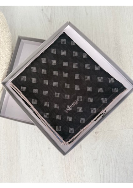 Siyah Eşarp Pamuklu Eşarp El Dikişli