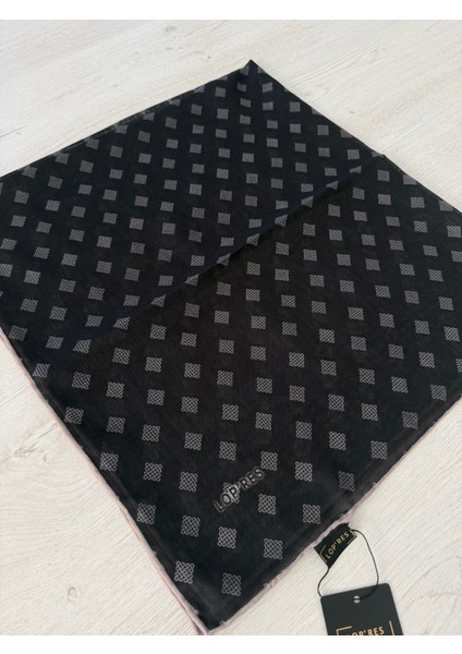 Siyah Eşarp Pamuklu Eşarp El Dikişli