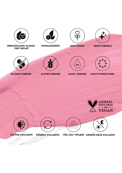 Allık Ruj Göz Farı Glow Tint Baby Pink Nemlendirici Makyaj | 508 Pastel Pembe Hyaluronik Asit Peptit