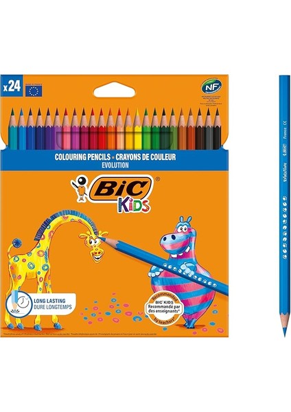 Kids Evolution Kuru Boya Kalemi, 24'lü Kutu, Kıymık Oluşturmaz, Çiğnemeye Karşı Dayanıklı, Kolay Açılır