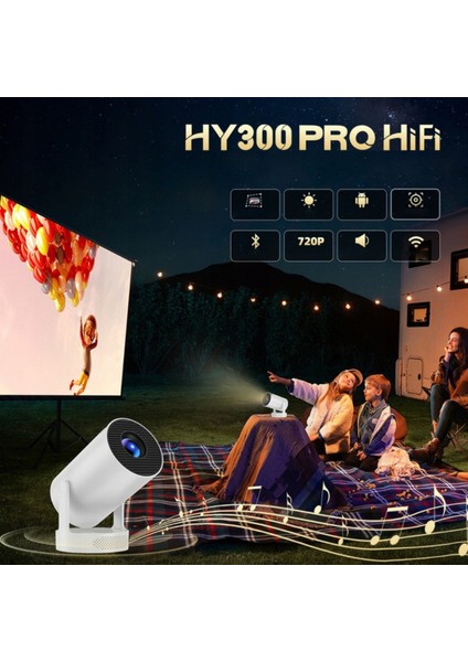 HY300PROMAX Bataryalı Android Akıllı Projektör - 4K Destekli, Wifi6, Taşınabilir Ev Sineması