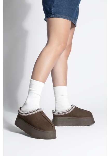 Kadın Içi Kürklü Kalın Taban Önü Kapalı Günlük Kışlık Terlik Furenta Kahve Süet fırsatları