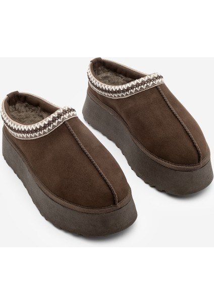 Kadın Içi Kürklü Kalın Taban Önü Kapalı Günlük Kışlık Terlik Furenta Kahve Süet indirimleri