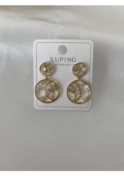 Ay Yıldız Detaylı Xupıng Çelik Küpe