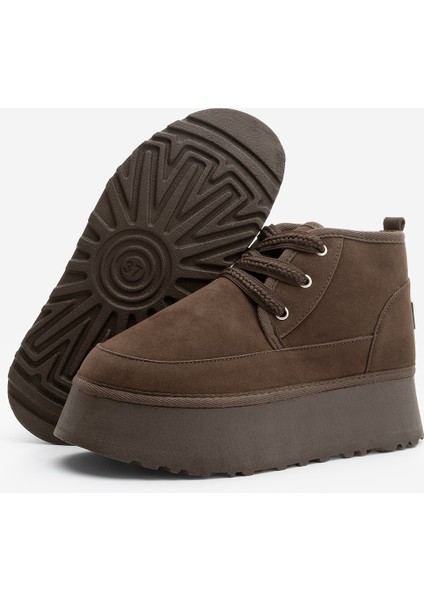 Kadın Kalın Taban Acı Kahve Içi Kürklü Günlük Bot Mariva Kahve Süet