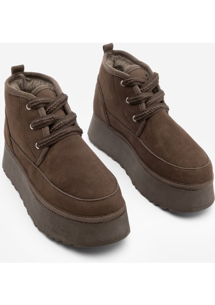 Kadın Kalın Taban Acı Kahve Içi Kürklü Günlük Bot Mariva Kahve Süet indirimleri