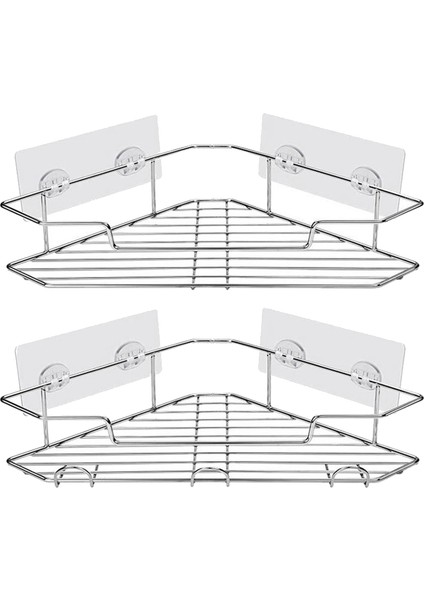 Kancalı Duş Köşesi, Yapışkanlı Duş Rafı Paslanmaz Çelik Duş Depolama Organizatör Duvara Monte 2 Paket (Yurt Dışından)