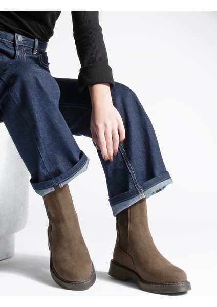 Kadın Çift Lastikli Chelsea Günlük Bot Panve Kahve Süet fiyatları