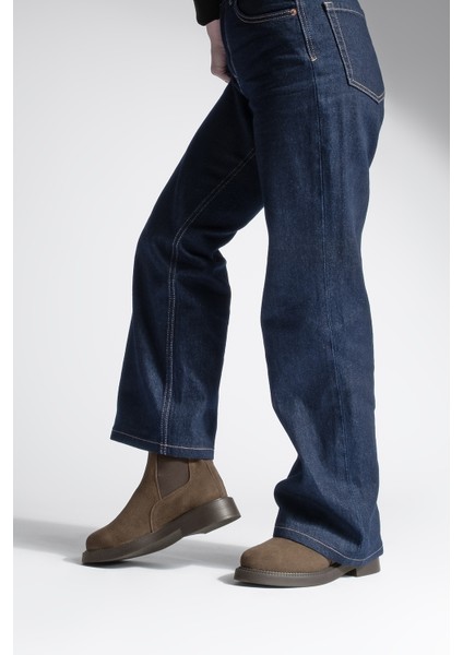 Kadın Çift Lastikli Chelsea Günlük Bot Panve Kahve Süet fırsatları