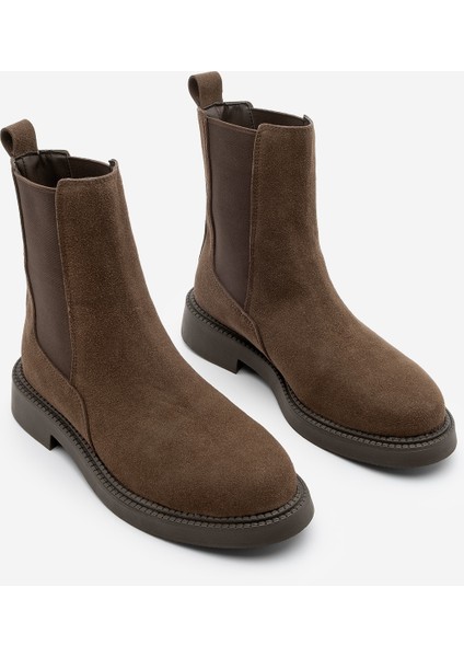 Kadın Çift Lastikli Chelsea Günlük Bot Panve Kahve Süet indirimleri