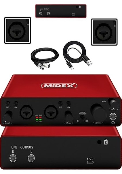 Midi Paket-4 Stüdyo Ekipmanları Seti Ses Kartı Midi Klavye Mikrofon Kulaklık modelleri