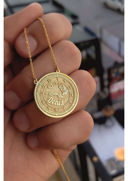 925 Ayar Gümüş Isimli Evlilik Teklif Figürlü Saat Kolye