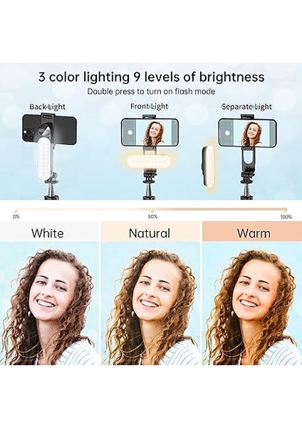 Dolgu Işıklı Sabit Selfie Çubuğu Tripod, Iphone, Samsung, Huawei, Sony ve Diğer Akıllı Telefonlar Için Kablosuz Uzaktan Kumandalı 360 ° Dönebilen Genişletilebilir Cep Telefonu Tripodu fiyatları