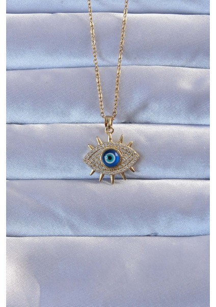 bulurum 316l altın renk zirkon taşlı nazarlı göz ke