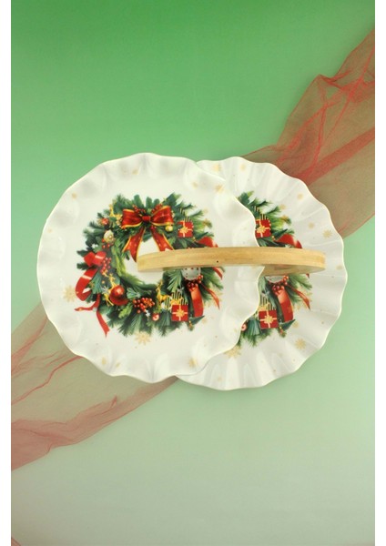 Christmas Wreath Porselen Iki Katlı Kurabiyelik fiyatları