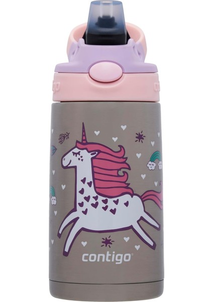 Gizmo Flip Unicorn Çelik Çocuk Suluğu 420 ml Pembe