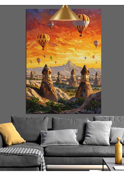 Sıcak Hava Balonlarının Uçuşu Kapadokya Dekoratif Kanvas - Mdf Ahşap Tablo