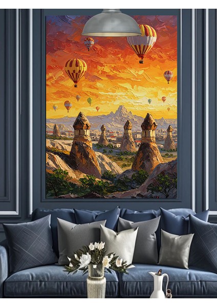 Sıcak Hava Balonlarının Uçuşu Kapadokya Dekoratif Kanvas - Mdf Ahşap Tablo fiyatları