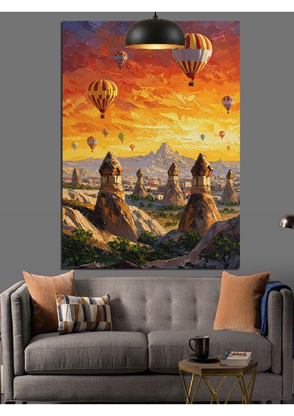 Sıcak Hava Balonlarının Uçuşu Kapadokya Dekoratif Kanvas - Mdf Ahşap Tablo modelleri