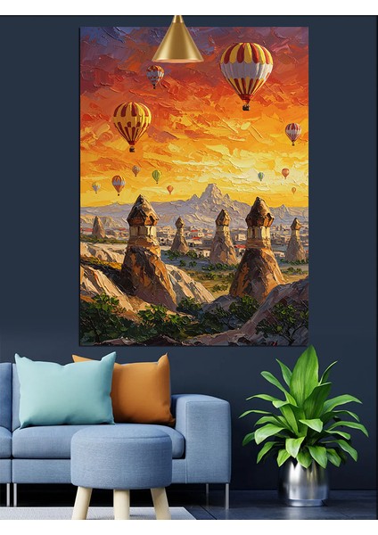Sıcak Hava Balonlarının Uçuşu Kapadokya Dekoratif Kanvas - Mdf Ahşap Tablo fırsatları