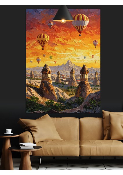 Sıcak Hava Balonlarının Uçuşu Kapadokya Dekoratif Kanvas - Mdf Ahşap Tablo indirimleri