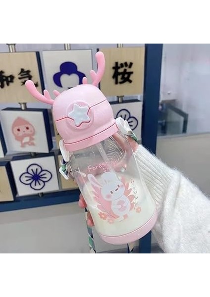 Home Geyik Boynuzlu Pipetli Su Matarası, 600 ml Su Şişesi, Çocuklar Için Eğlenceli ve Güvenli Içme Deneyimi, Bpa Içermeyen, Dayanıklı ve Renkli Suluk (Pembe) fiyatları