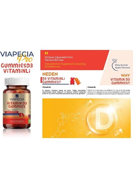 Asfstore Viapecia Vitamin D3 Gummies 60 Pieces modelleri