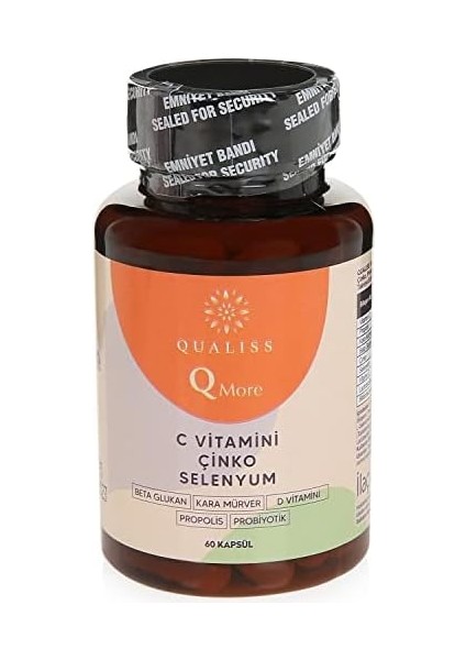Qualıss Q More 60 Kapsül Vitamin C - Vitamin D, Propolis, Probiyotik, Çinko, Selenyum Içeren Takviye Edici Gıda modelleri