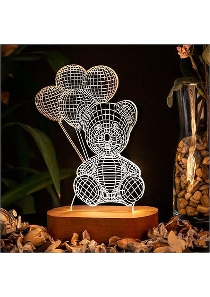 Tutan Sevimli Ayıcık 3 Boyutlu LED Lamba USB Bağlantılı Sarı Işık fırsatları